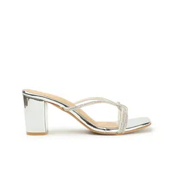 ICONICS Embellished Open Toe Block Heels image 2