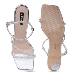 Sherrif Shoes Embellished Open Toe Backstrap Block Heels image 3