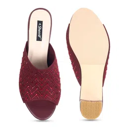 Sherrif Shoes Slip On Block Peep Toes Heels image 5