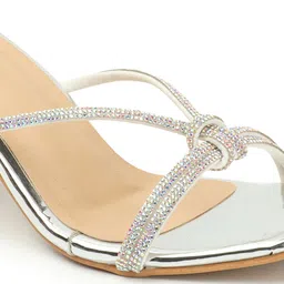 ICONICS Embellished Open Toe Block Heels image 5