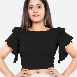LONDON BELLY Black Solid Crop Top-image-81