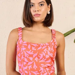 Kibo Abstract Print Crepe Regular Crop Top image 1