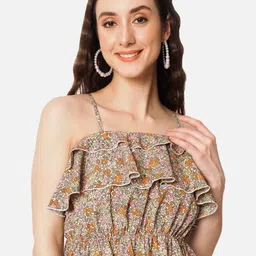 ALL WAYS YOU Floral Printed Ruffle Detailed Peplum Crop Top-image-35