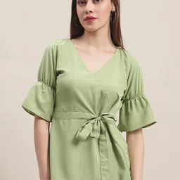 Enchanted Drapes V-Neck Bell Sleeves Wrap Top-image-93