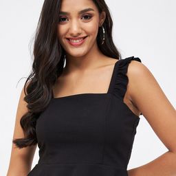 Kibo Shoulder Strap Fitted Crop Top-image-81