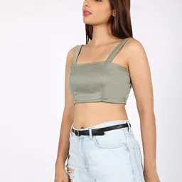 CHIMPAAANZEE Green Solid Crop Top-picture-38