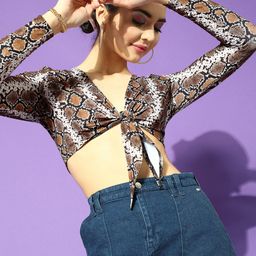 STREET 9 Women Chic Brown Animal Printed Top-picture-45