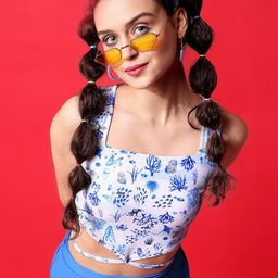 PURVAJA Floral Printed Square Neck Sleeveless Crop Top-image-47
