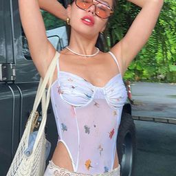 LULU & SKY Floral Printed Shoulder Straps Bodysuit-picture-42
