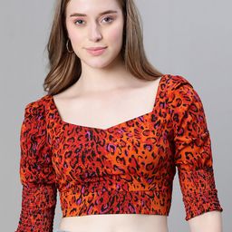 Oxolloxo Animal Printed Sweetheart Neck Fitted Crop Top-image-29