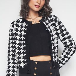 AND Geometric Printed Round Neck Long Sleeves Cardigan Sweater-83