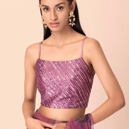 INDYA Women Purple Sequined Embellished Crop Top-picture-52