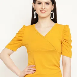 BAESD V-Neck Puff Sleeves Wrap Top-image-51