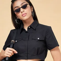Coolsters by Pantaloons Cotton Shirt Style Crop Top-image-101