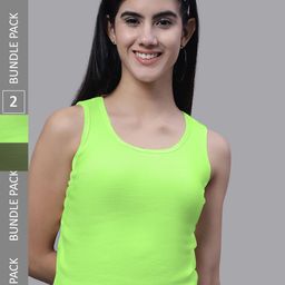 FBAR Pack Of 2 Sleeveless Bio Washed Pure Cotton Tank Tops-image-39