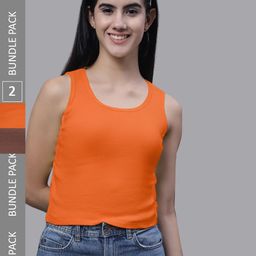 FBAR Pack Of 2 Round Neck Cotton Crop Tank Tops-image-63