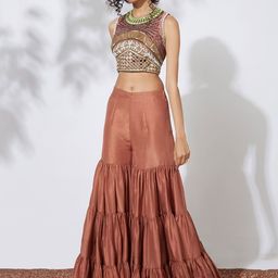 Mehak Murpana Embroidered Sleeveless Crop Top With Palazzos-image-25