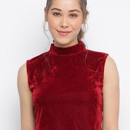 Mayra Women Maroon Velvet Crop Top-image-44