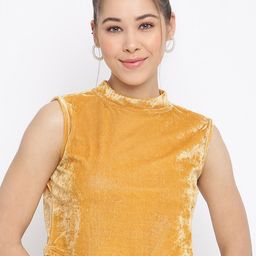 Mayra Yellow Velvet Crop Top-image-46
