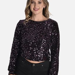 StyFun Embroidered Sequinned Styled Back Velvet  Top-picture-33