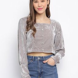 Mayra Grey Velvet Crop Top-image-19