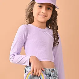 LilPicks Girls Ribbed Round Neck Regular Crop Top-image-46