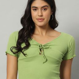BROOWL Tie-Up Neck Georgette Crop Top-image-93