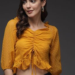 TANDUL Puff Sleeve Georgette Crop Top-picture-5