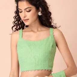 INDYA Green Strappy Chiffon Crop Top-picture-19