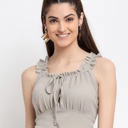 ELEVANTO Grey Fitted Crop Top-image-9