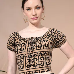 IUGA Floral Print Puff Sleeve Crop Top-image-29