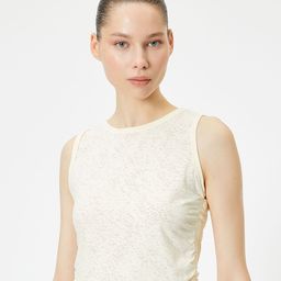 Koton SElf Design Round Neck Sleeveless Tank Crop Top-image-66