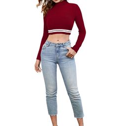 Sitanjali High Neck Long Sleeves Fitted Crop Top-image-83