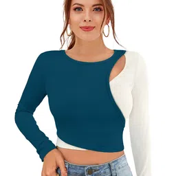 Sitanjali Colourblocked Fitted Crop Top-image-2