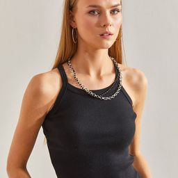BIANCO LUCCI Shoulder Straps Pure Cotton Fitted Crop Top-image-41