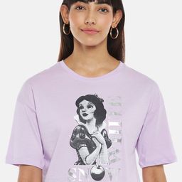 Honey by Pantaloons Purple Snow White Printed Drop Shoulder Sleeves Cotton Crop T-Shirt-picture-13