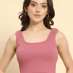 Trend Arrest Pink Cotton Fitted Crop Top-59