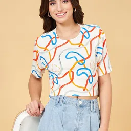 People Abstract Printed Crop Top-10
