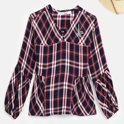 ELLE Girls Checked Cotton Peplum Top-image-19