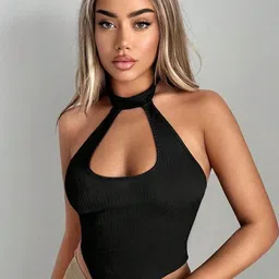 Stylecast X Slyck Halter Neck Crop Top-image-5
