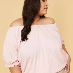 max Plus Size Off-Shoulder Puff Sleeves Top-45