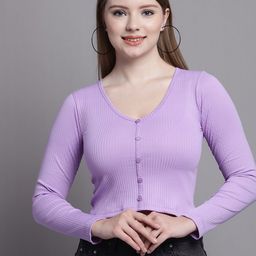 Jinfo Striped V-Neck Fitted Crop Top-image-25