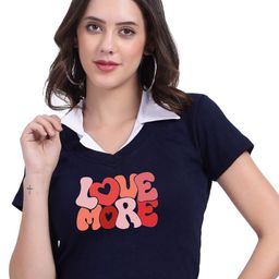 TABADTOD Typography Printed Boxy Crop Top With Collar-15