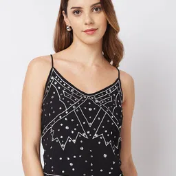 HERE&NOW Embellished Sweetheart Neck Crop Top-picture-3