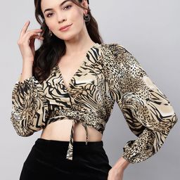 FLAMBOYANT Animal Print Wrap Crop Top-image-98