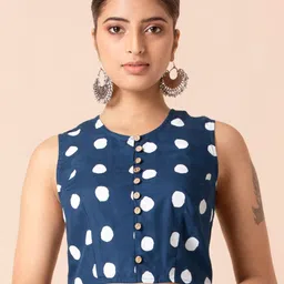 INDYA Round Neck Polka Dot Printed Fitted Crop Top-picture-22