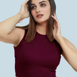 BerryBird Round Neck Knitted Tank Crop Top-picture-29