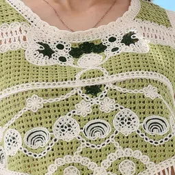 Boho By Athena Self Design Fringed Cotton Crop Top image 2