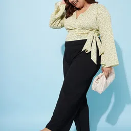 Athena Ample Plus Size Floral Printed Bell Sleeves Wrap Top image 5