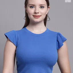 Jinfo Pack of 2 Flutter Sleeves Fitted Crop Tops-image-75